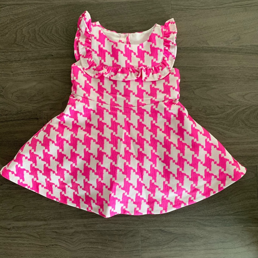 Janie and Jack Pink and White Houndstooth Dress